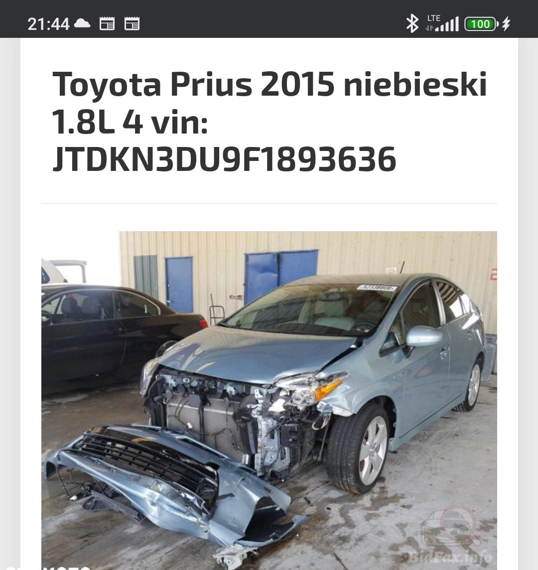 Toyota Prius cena 55000 przebieg: 124000, rok produkcji 2014 z Bydgoszcz małe 211